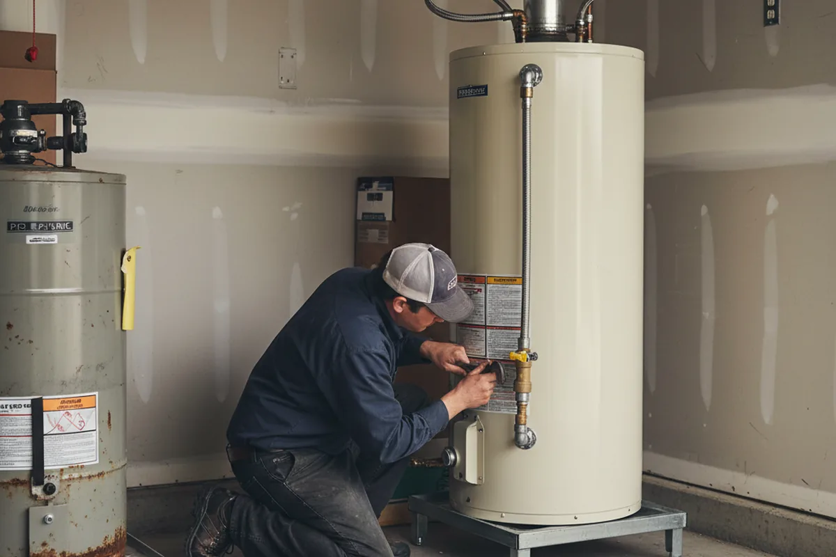Water heater and shutoff valve replacement in Pewaukee