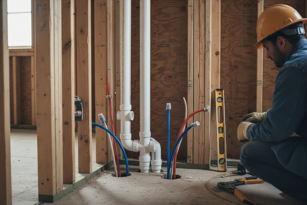 Drain and supply rough-in during Drain Cleaning in Pewaukee